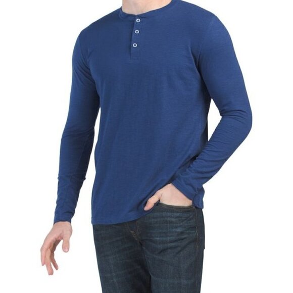 BLUE BLACK Other - BLUE BLACK Long Sleeve Solid Slub Henley Top Men Size L